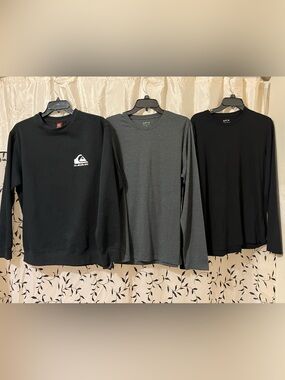Men’s all Medium. Quiksilver Black and Gray & Black Men's Long-Sleeve Crew shirt